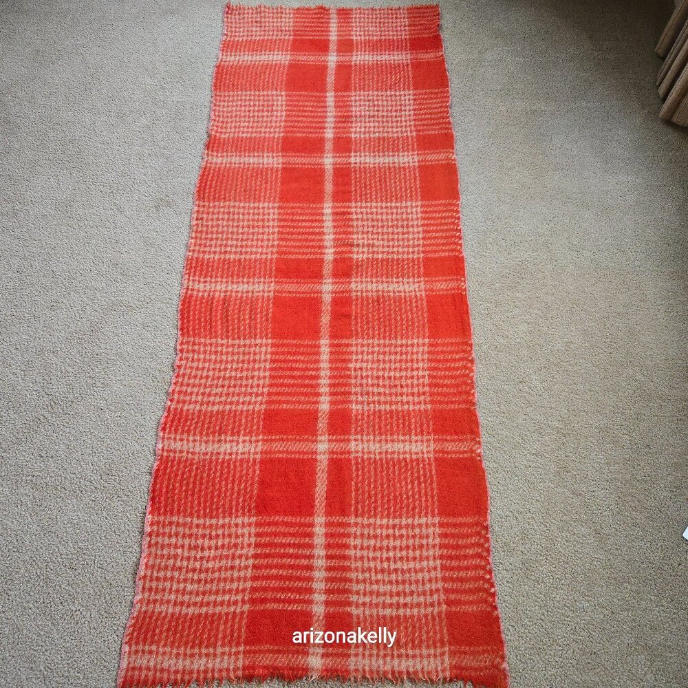 Wool Houndstooth Orange Scarf